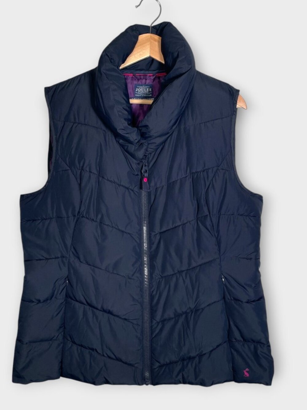 Joules Puffer Vest Gilet Woman's 14 US / XL (no tag) Blue Zip Pockets